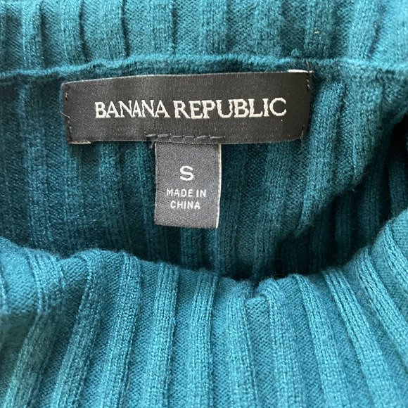 Banana Republic Women's Teal Mock-Neck Ribbed Long Sleeve Shirt Size Small - Picture 3 of 3
